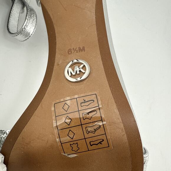 Michael Kors Paris Women's Size 6.5M Silver Sequin Heels Ankle Strap Sandal NWOB - Picture 10 of 10